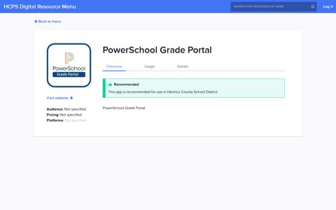 PowerSchool Grade Portal - HCPS Digital Resource Menu