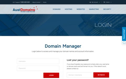 Login - Aust Domains