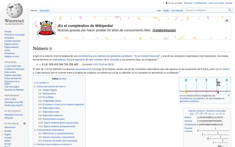 Número π - Wikipedia, la enciclopedia libre
