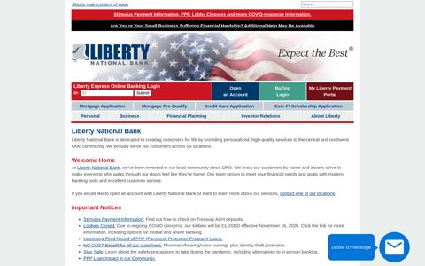 Liberty National Bank | Bank | Central and Northwest Ohio
