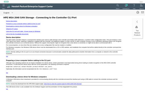 HPE MSA 2040 SAN Storage - Connecting to the Controller ...