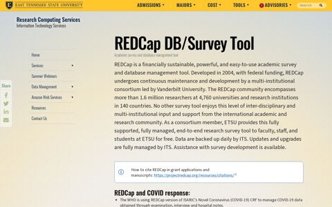 REDCap DB / Survey Tool - East Tennessee State University