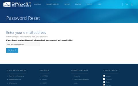 Password Reset - OPAL-RT