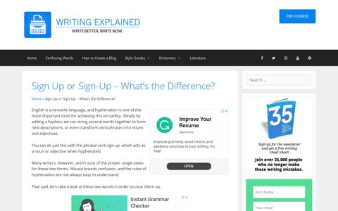 Sign Up or Sign-Up – What's the Difference? - Writing Explained