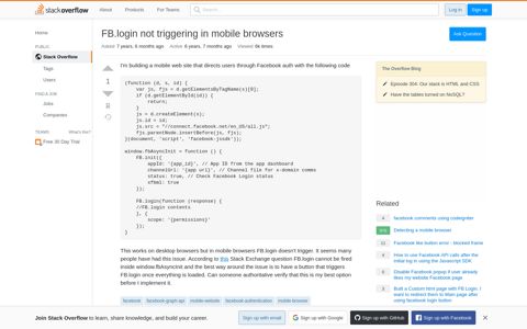 FB.login not triggering in mobile browsers - Stack Overflow