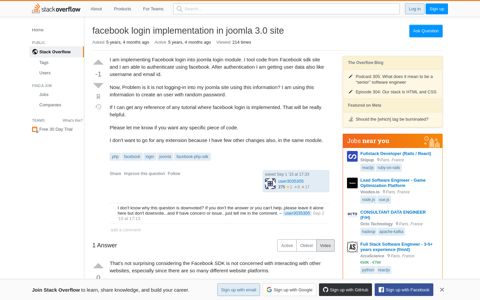facebook login implementation in joomla 3.0 site - Stack ...