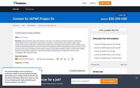 Content for IAPWE Project 54 | Article Writing | Freelancer