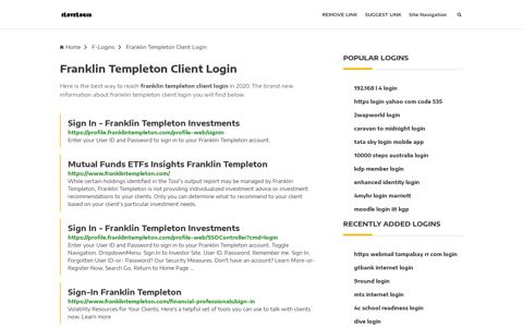 Franklin Templeton Client Login ❤️ One Click Access - iLoveLogin