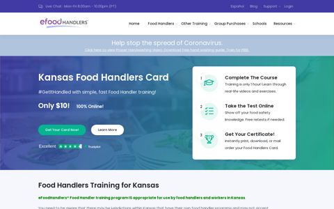 eFoodHandlers® | $10.00 - Kansas Food Handlers Card