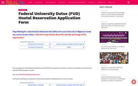 Federal University Dutse (FUD) Hostel Reservation ...