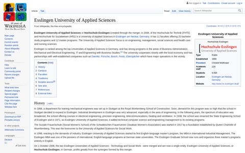 Esslingen University of Applied Sciences - Wikipedia