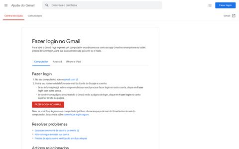 Fazer login no Gmail - Computador - Ajuda do Gmail - Google ...
