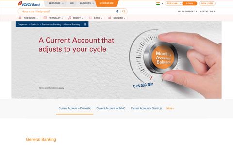 General Banking - Corporate Banking - Accounts - ICICI Bank