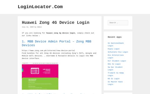 Huawei Zong 4G Device Login - LoginLocator.Com