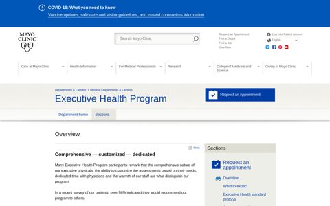 Executive Health Program - Overview - Mayo Clinic