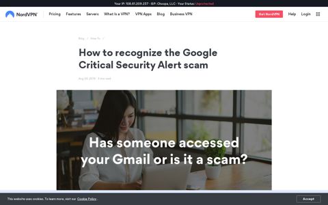 Is it a Google Critical Security Alert scam? | NordVPN