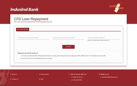 CFD Loan Repayment - IndusInd Bank