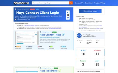 Hays Connect Client Login - Logins-DB