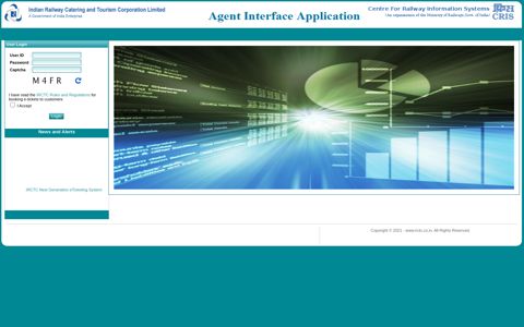 Agent Interface Home Page - Irctc