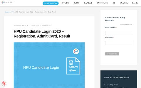 HPU Candidate Login 2020 - Registration, Admit Card, Result