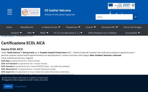 Certificazione ECDL AICA - IIS Galilei-Vetrone