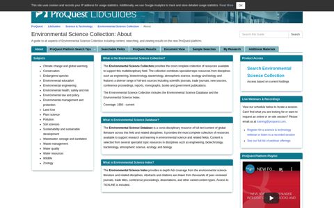 About - Environmental Science Collection - LibGuides at ...