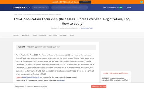 FMGE Application Form 2020 (Released) - Dates Extended ...