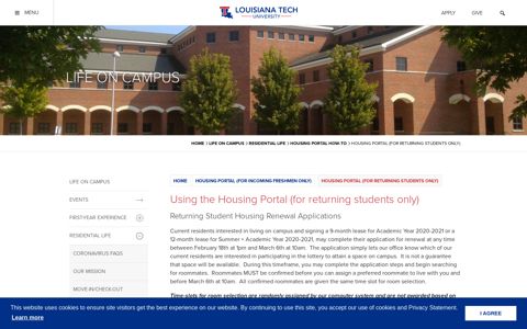 Housing Portal (for returning students only) | Louisiana Tech ...