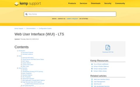 Web User Interface (WUI) - LTS – Kemp Support