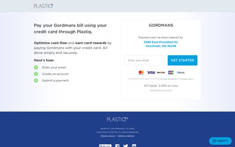 Pay your Gordmans bill using your credit card through Plastiq.