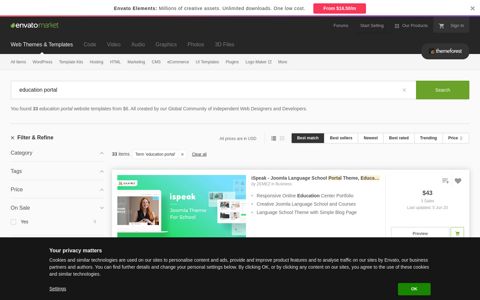Education Portal Website Templates from ThemeForest