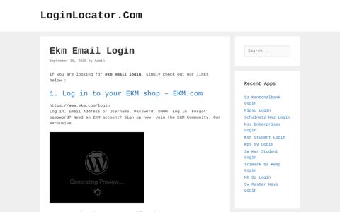 Ekm Email Login - LoginLocator.Com