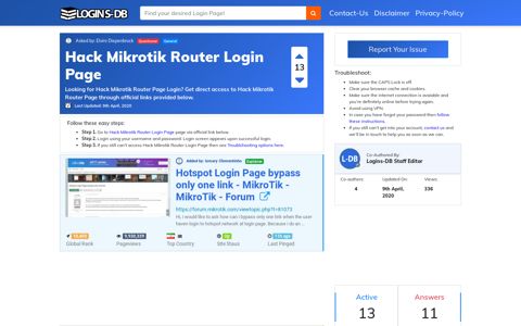 Hack Mikrotik Router Login Page - Logins-DB