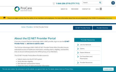 EZ-Net Provider Portal | ProCare Advantage