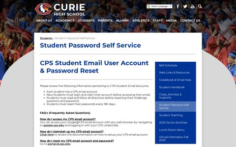 Student Password Self Service – Students – Curie Metro High ...