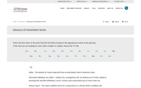 Glossary of Investment Terms | J.P. Morgan Asset Management