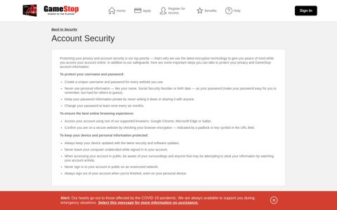 GameStop PowerUp Rewards Credit Card - Account Security