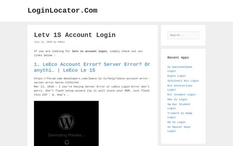 Letv 1S Account Login - LoginLocator.Com