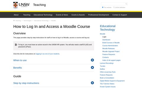 How to Log In and Access a Moodle Course | UNSW Teaching ...