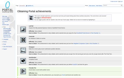 Obtaining Portal achievements - Portal Wiki