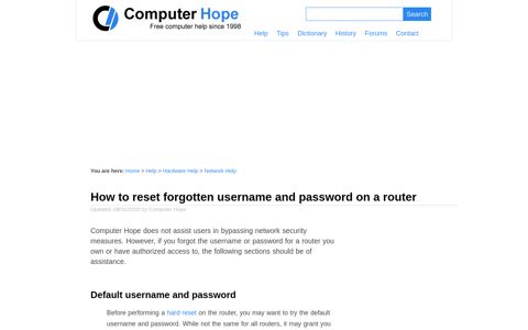 How to reset forgotten username and password on a router