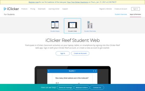 Student Web App - iClicker