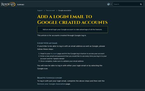 Add a login email to Google created accounts – Support