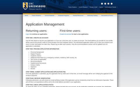 Application Management - UNCG Graduate School