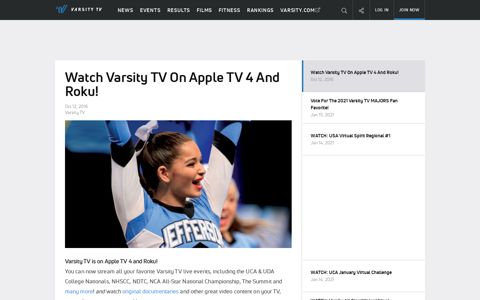 Watch Varsity TV On Apple TV 4 And Roku!