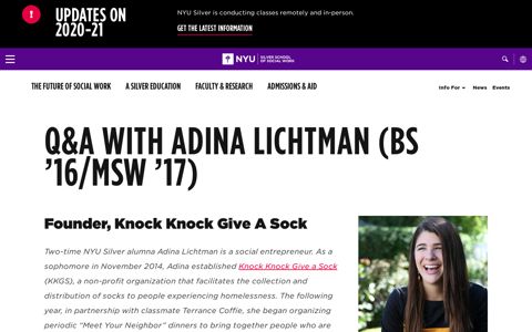 Q&A with Adina Lichtman (BS '16/MSW '17)