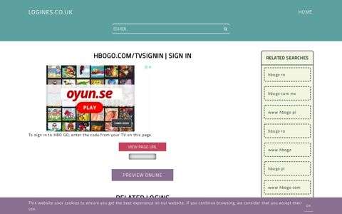 HBOGO.com/tvsignin | Sign In - General Information about Login
