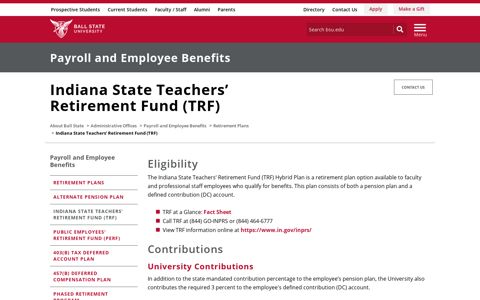 Indiana State Teachers' Retirement Fund (TRF) | Ball State ...