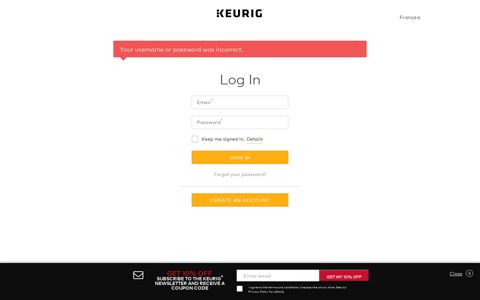 Login to your account | Keurig.ca | Keurig CA