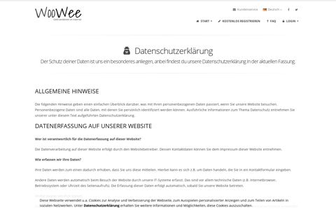 Datenschutzerklärung | WooWee.de